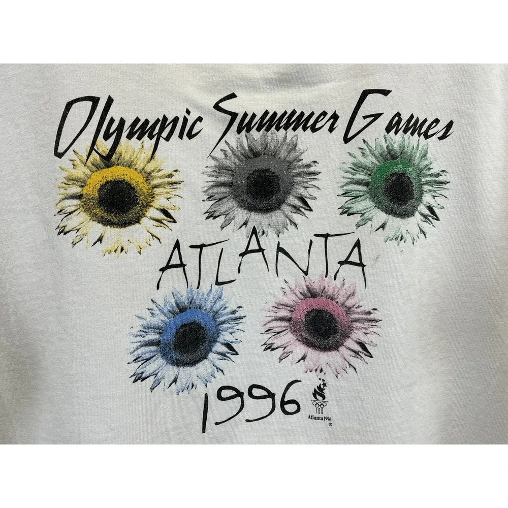 Vintage Hanes Atlanta Olympic 1996 Tshirt Sz XL Botanical Flowers HTF *flaws*